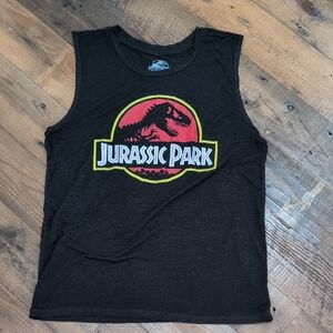 Jurassic Park Black Sleeveless Women's Muscle Tee